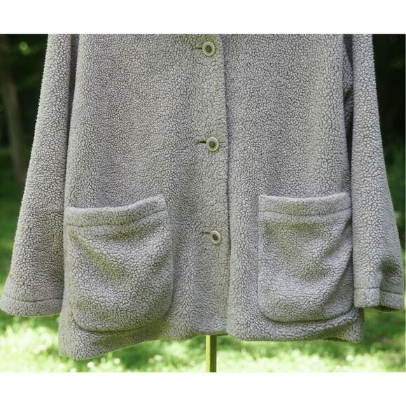 Vintage 90s IZZI Outerwear Beige Fleece Button Front Jacket - Picture 4 of 8